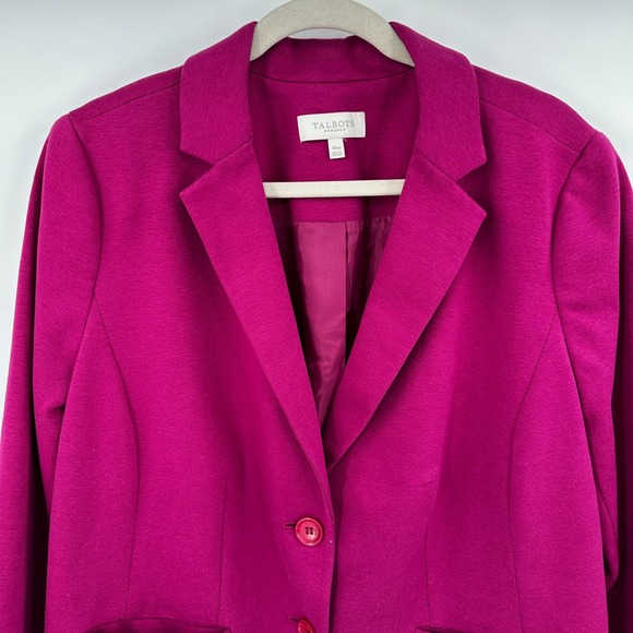 Talbots Plus Blazer Jacket Magenta Pink One Button Women 14W - Picture 2 of 9